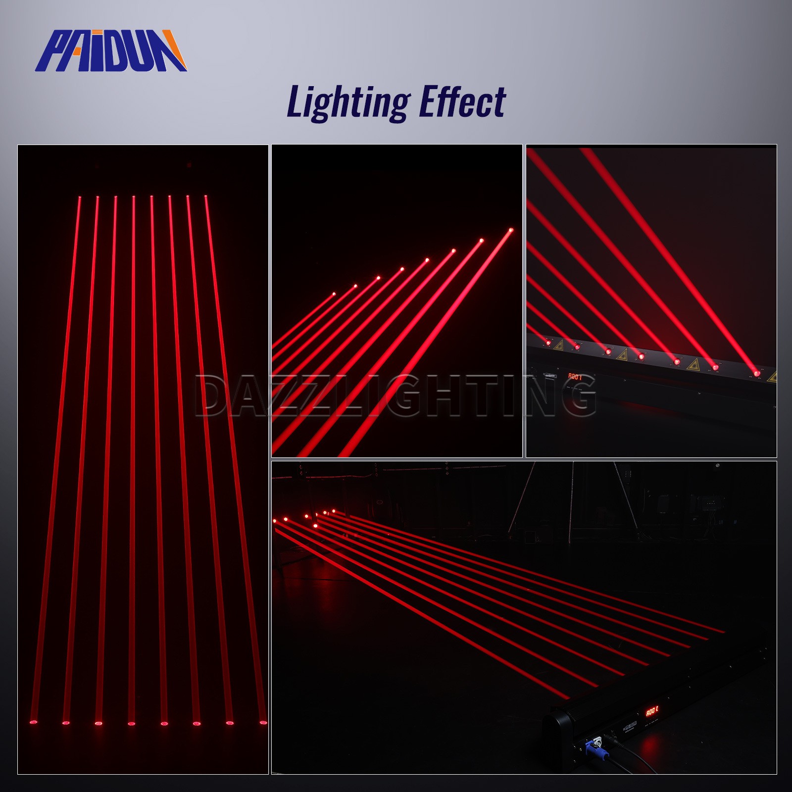 PAIDUN 8 Eyes Red Laser Moving Head Light Bar 8x500MW Sound Activated DJ Disco