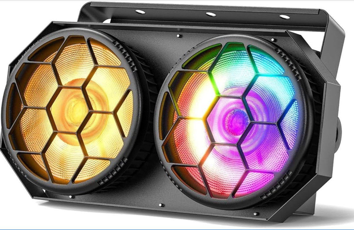 Stage Lights Spotlight 2x100W Warm/Cool White COB Par Light 48×0.2W RGB LED