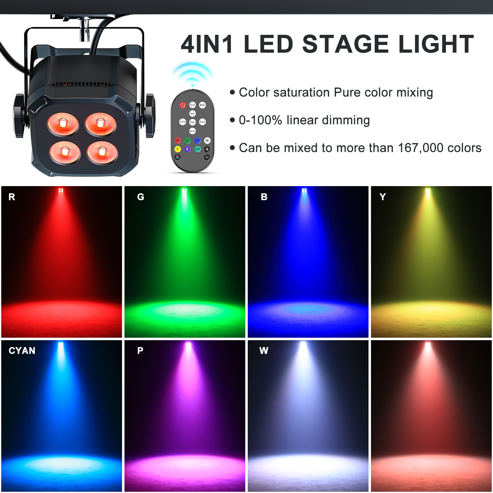 8Pcs 80W RGBWYP+CYAN Par Stage Light LED DMX Halloween Party Lighting Wash Light