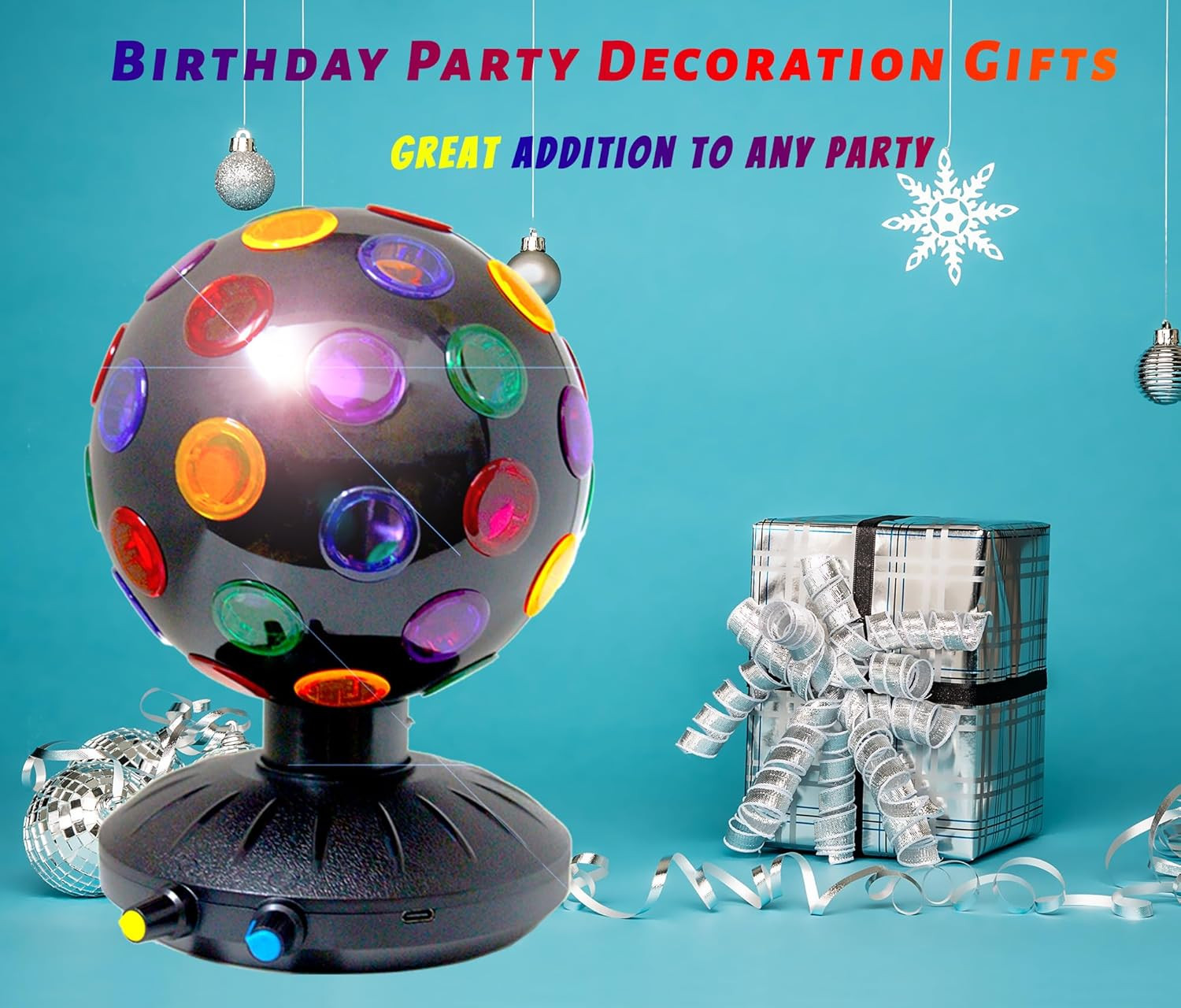 Spinning Disco Ball LED Night Light Projector 360° Rotary Speed/Brightness Adjus