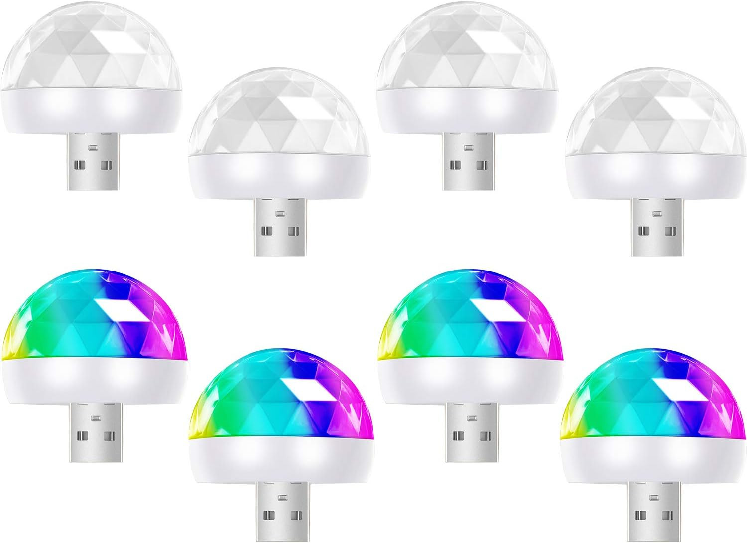 8 Pcs USB Mini Disco Ball Party Lights Sound Activated Dj Stage Strobe Lights Po