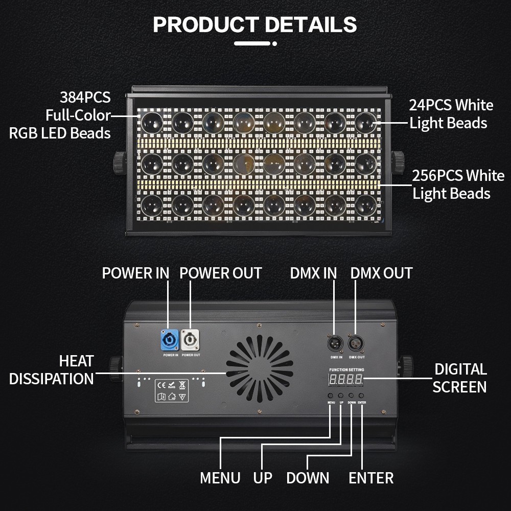 24x3W LED RGBW Stormy Strobe Beam Wash Light DMX for Wedding Dj Show Background