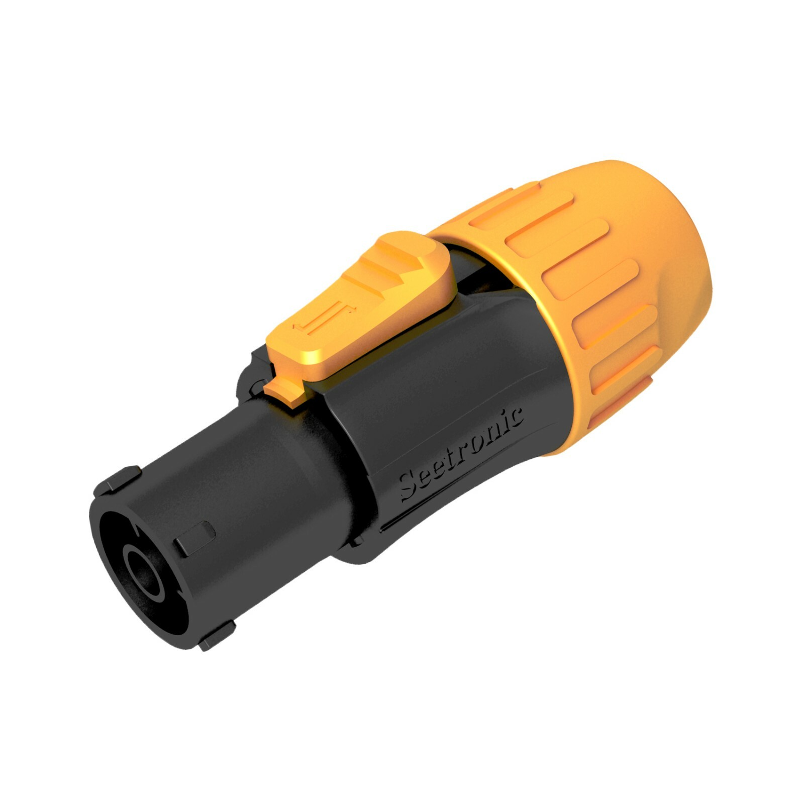 Seetronic TRUE1 power connector mates with Neutrik NAC3FX powerCON TRUE1 Female