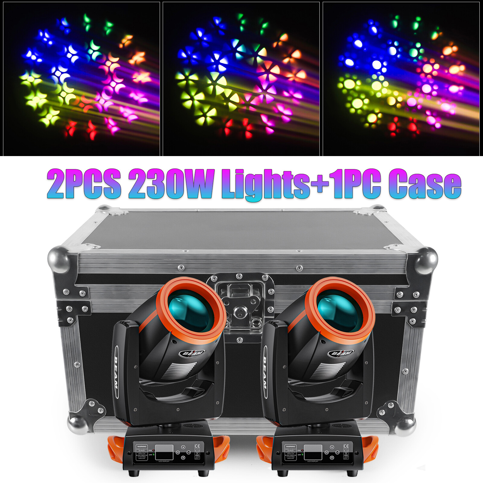 230W LED Moving Head Light Gobo Beam Spot Stage Lighting DMX Bar Club with Case