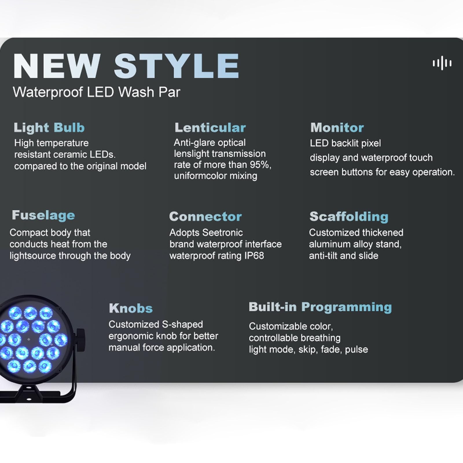 SHEHDS Par Lights IP65 Waterproof Outdoor LED 18x12W RGBWA+UV Uplights