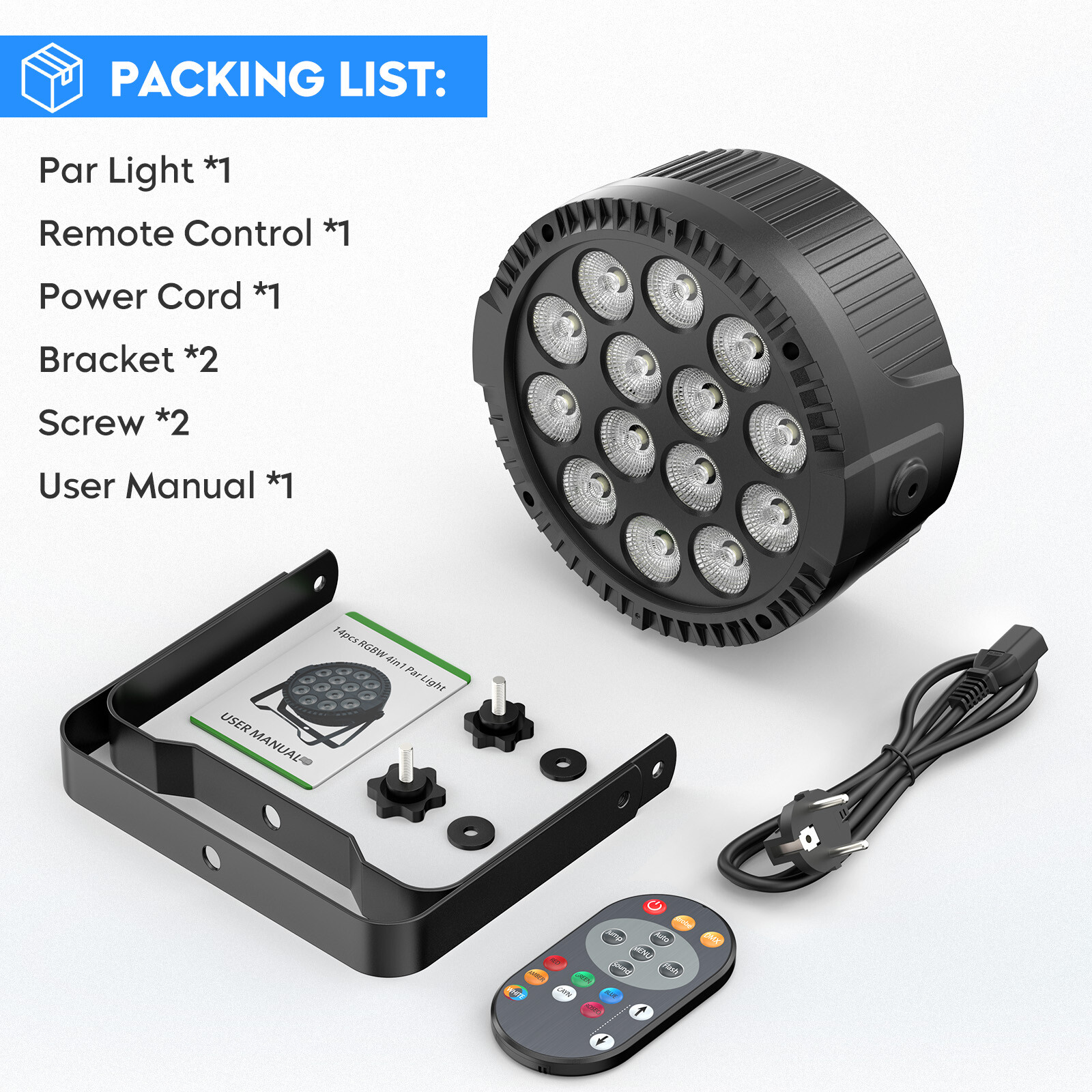 140W Par Light DMX RGBW Stage Lighting Sound Activated Wash Lights With Remote