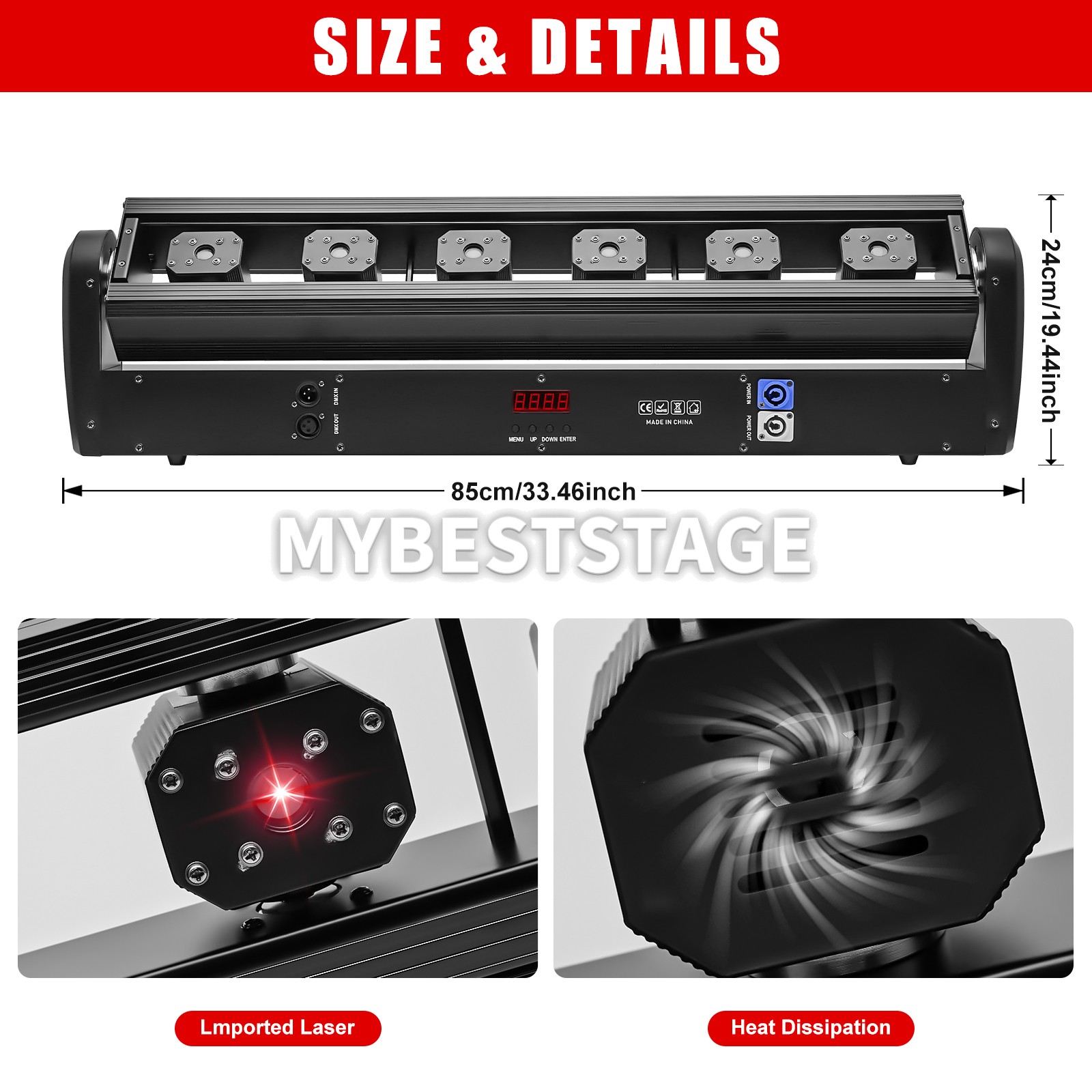 PAIDUN 6x500mw Full Red Laser Moving Head Light Bar DJ Disco Music Show Event
