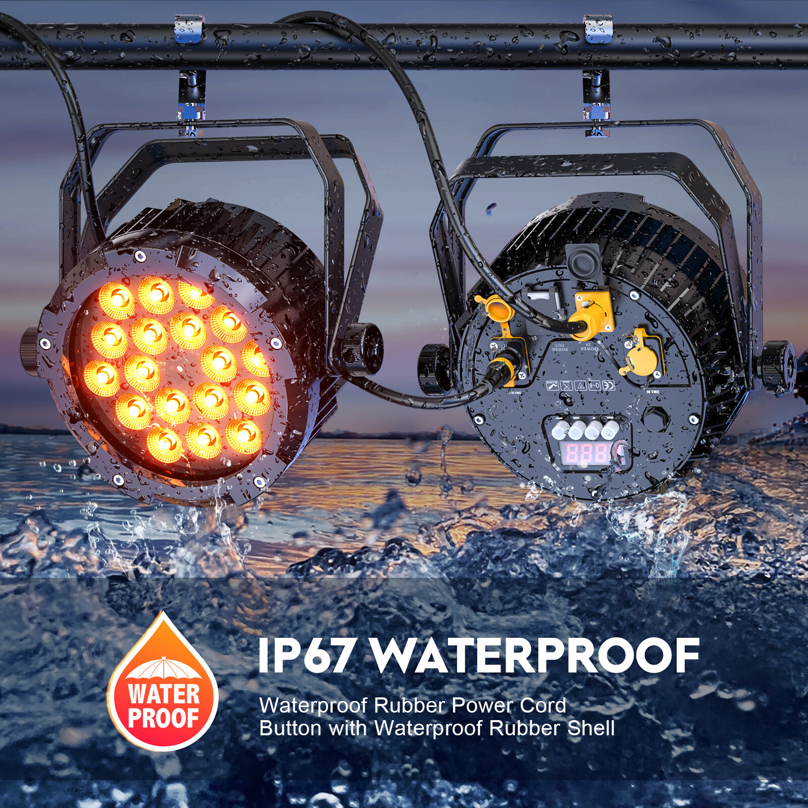 270W Party Light Waterproof RGBWA UV 18LED Par Light DMX Stage Lighting w/Case