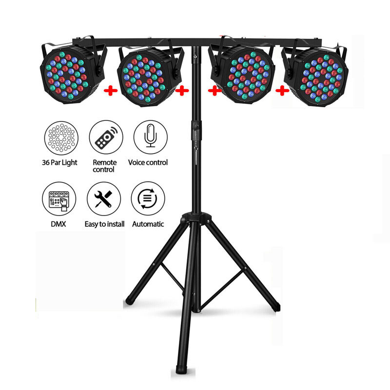 1/2/4pcs 108W RGB Par Light DMX Can Lighting DJ Stage Disco Party Light w/Stand