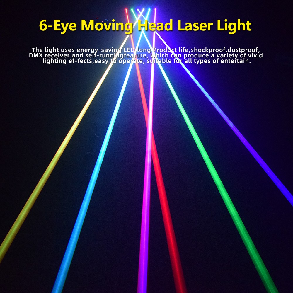 2pcs 6 Heads Eyes DMX RGB Full Color Moving Head Laser Light for Bar Djs Stage