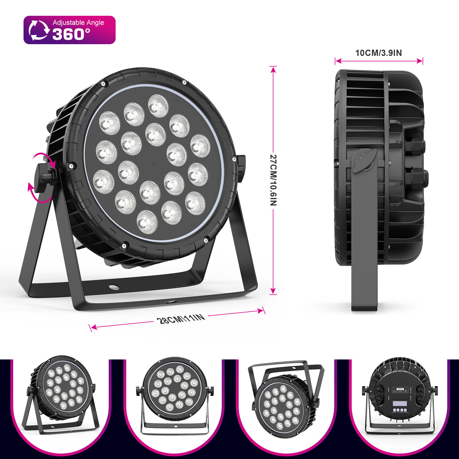 Waterproof Par Light DMX 18LED RGBW Beam Strobe Stage Light Outdoor Party Lights