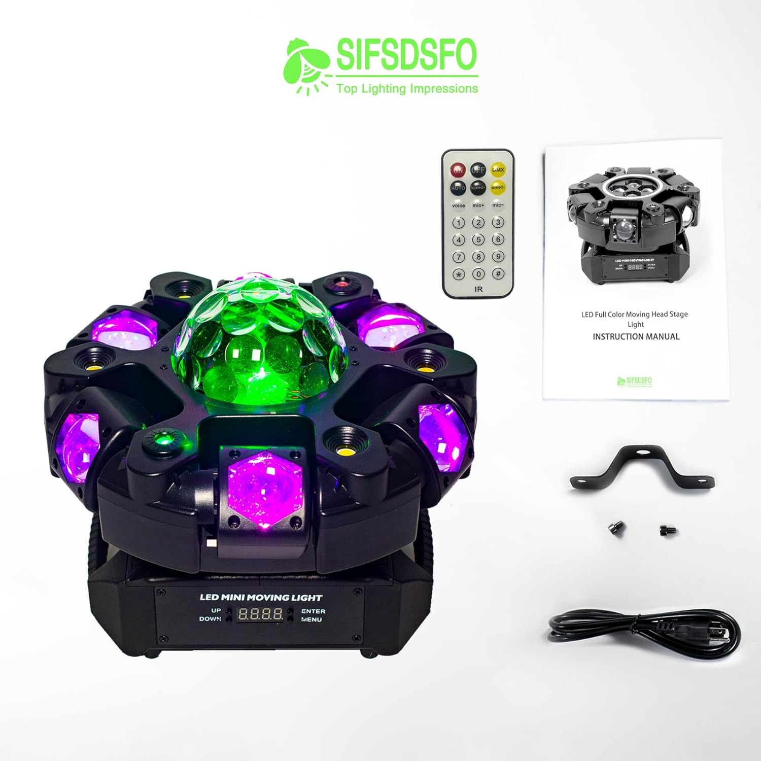 Moving Head DJ Light RGBW 120W Color-Changing Glowing Magic Ball, Red Green Star
