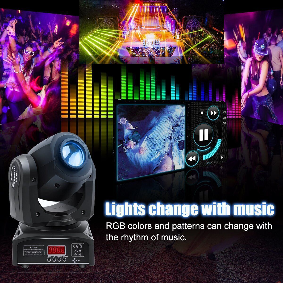 120W LED Moving Head Light RGBW Gobo Beam Stage DJ Disco Bar DMX Spot Lighting