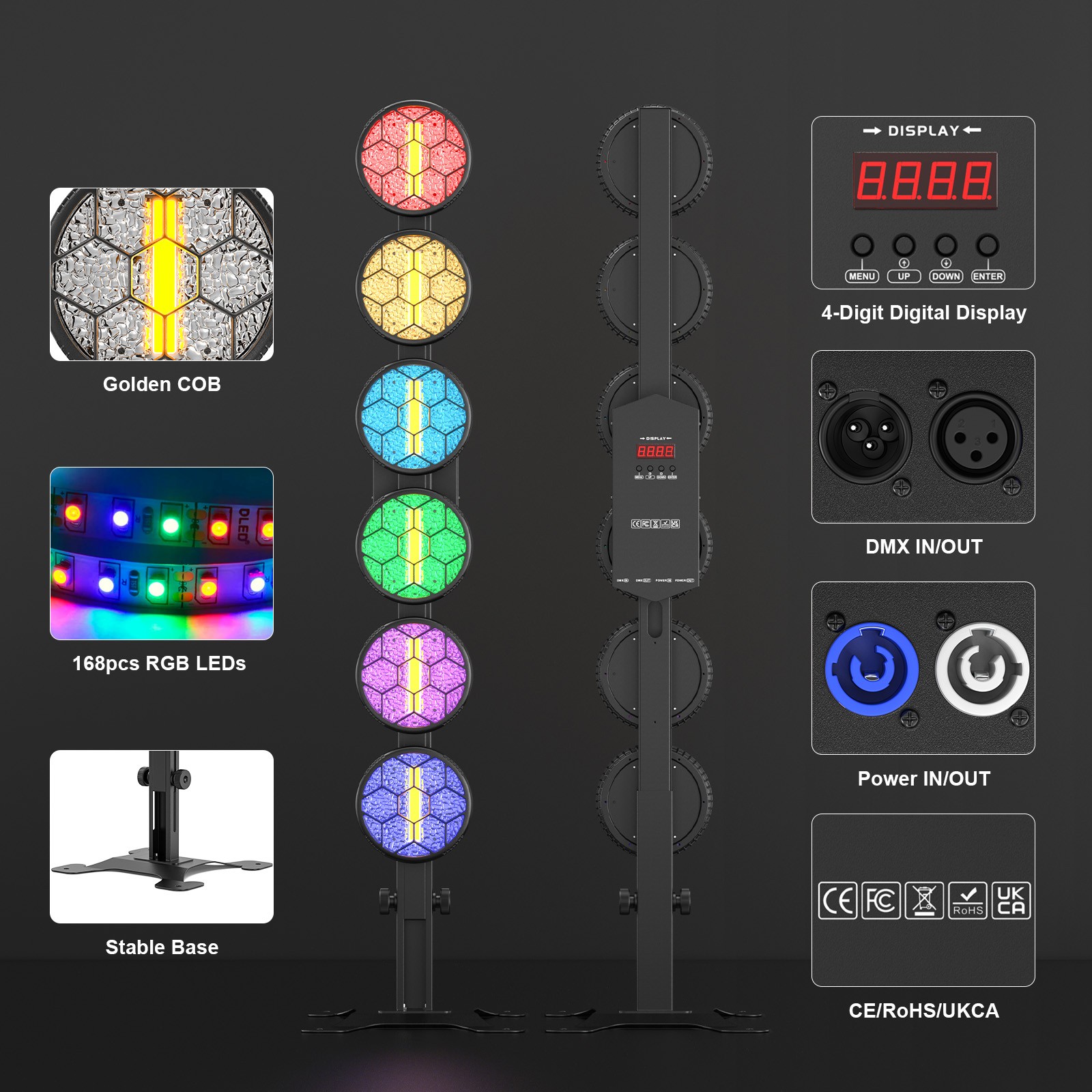 350W LED Strip Retro Light RGB Par Lights COB Stage Light Outdoor Wedding Show