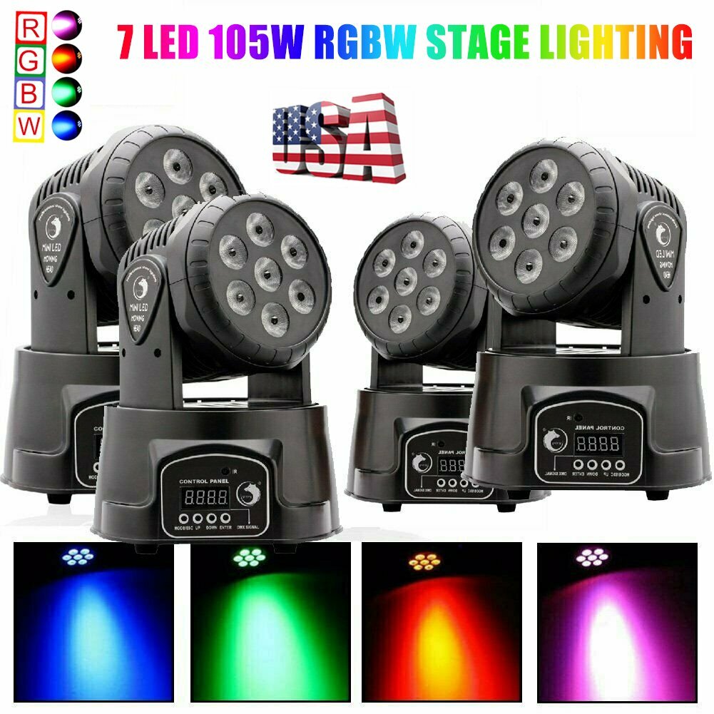 8PCS 105W 7 LED RGBW Stage Lighting Moving Light Beam DMX Party Disco DJ Lights