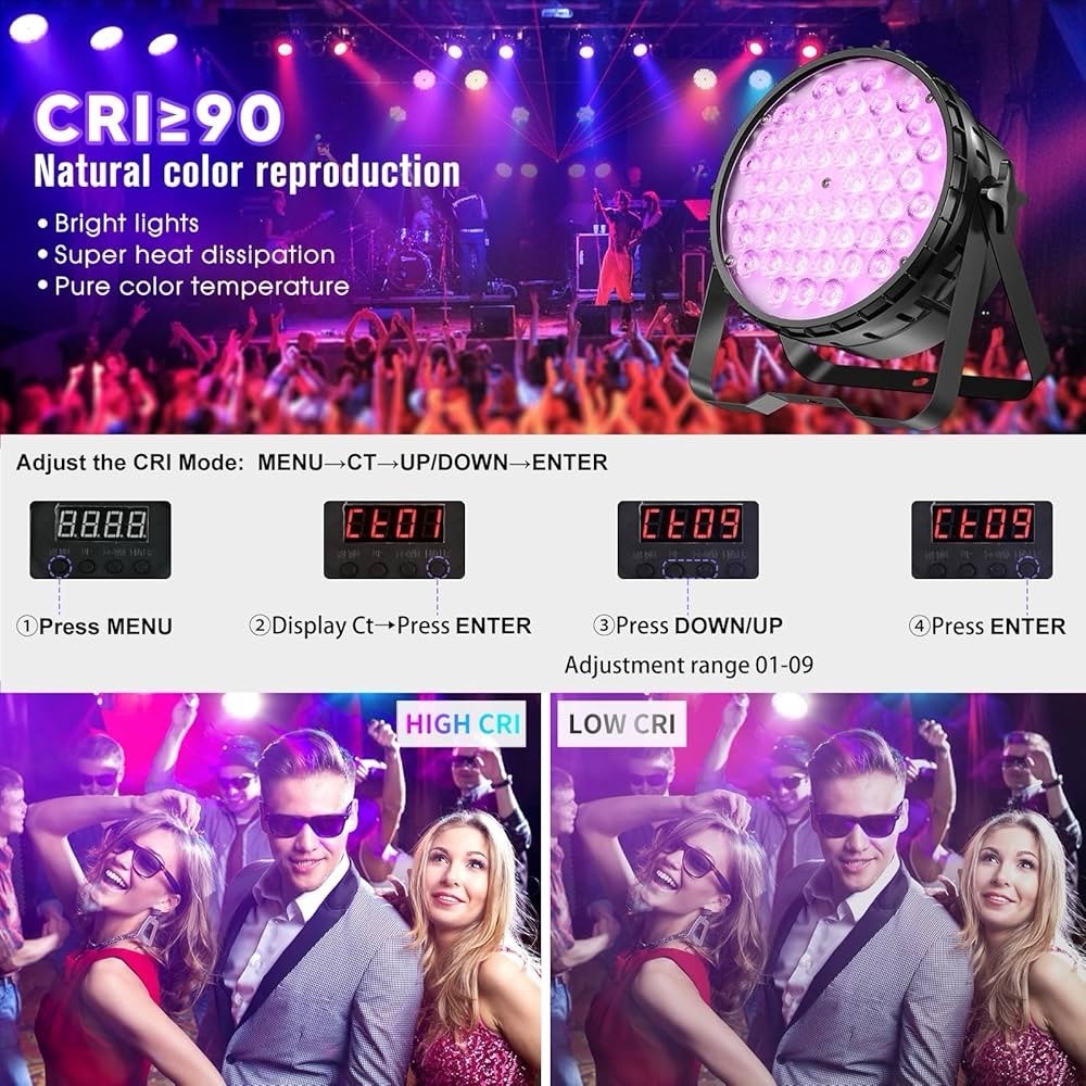 Betopper 54 * 4W High CRI Par Light, CRI/RA 90 RGBW 4 in 1 Ultra-Bright LED Stag