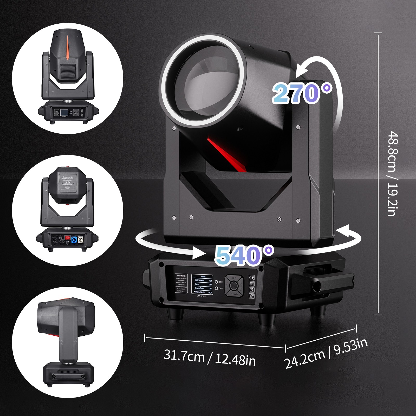 4X 380W LED 18+8Prism Moving Head Light RGBW DMX Gobo Beam Stage Spot Lighting
