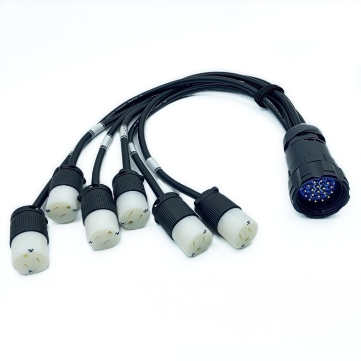 Socapex 19 pin plug loose tail to US standard head power cord loose tail 1/6