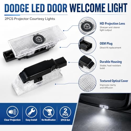 2Pcs Car Door Lights Compatible with 2013-Present For Char//ger Scat Pack