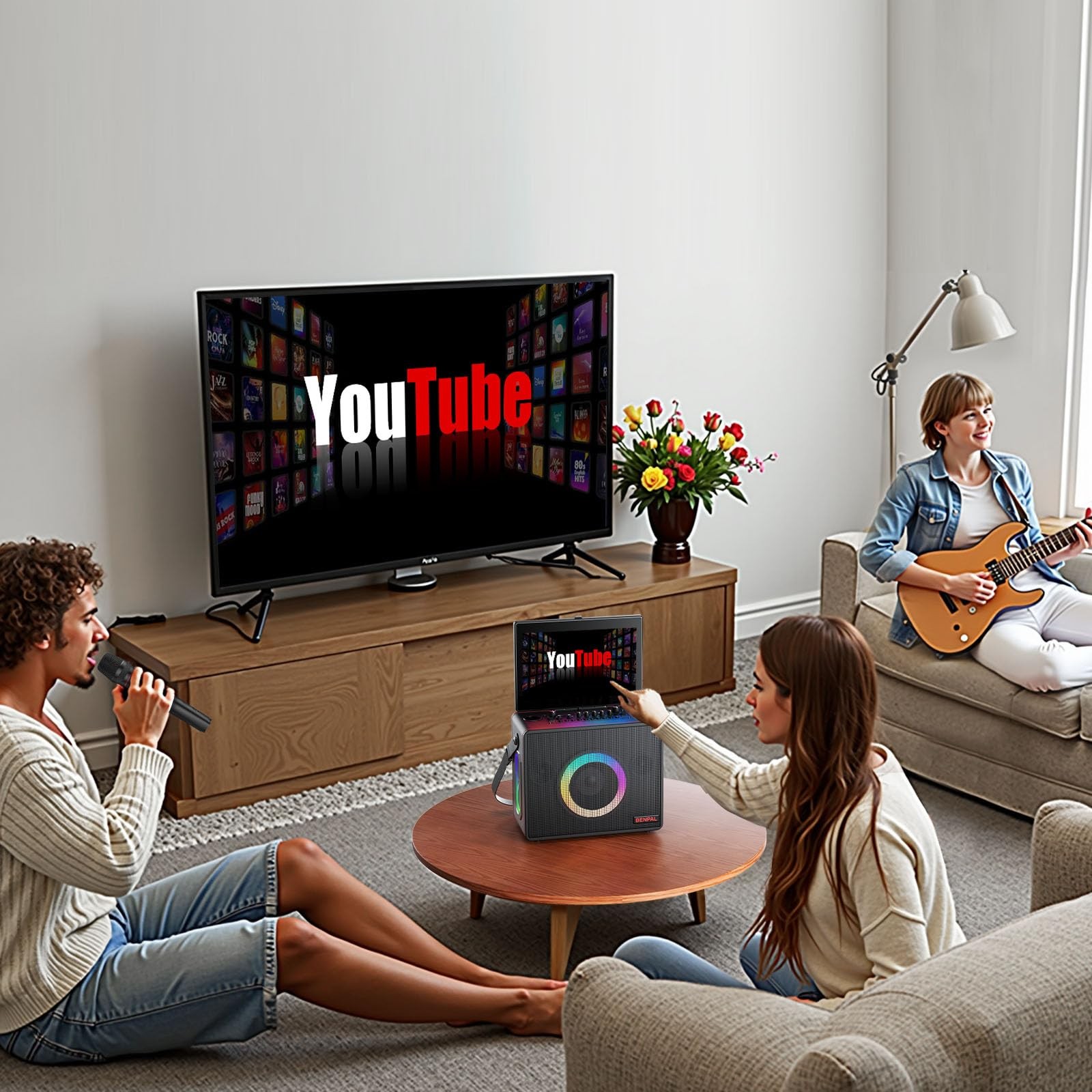 Karaoke Machine for Adults, Built-in 14 Inch Tablet with Lyrics Display