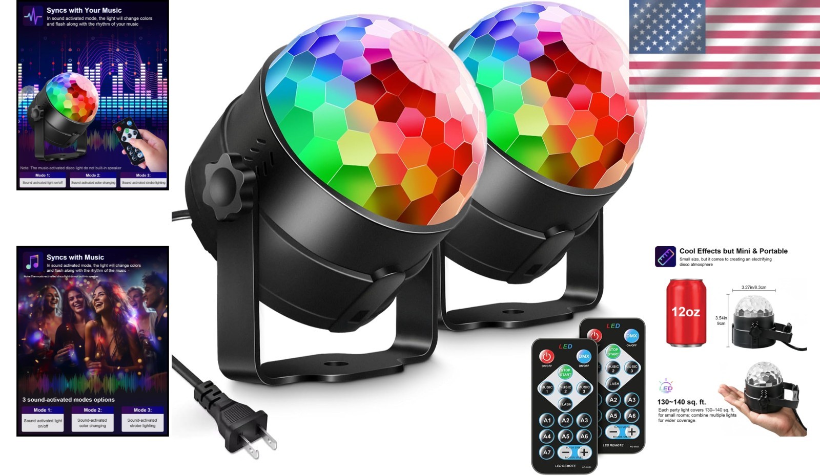 Multi-Color Remote-Controlled Disco Ball Lights – Ideal for Any Celebration