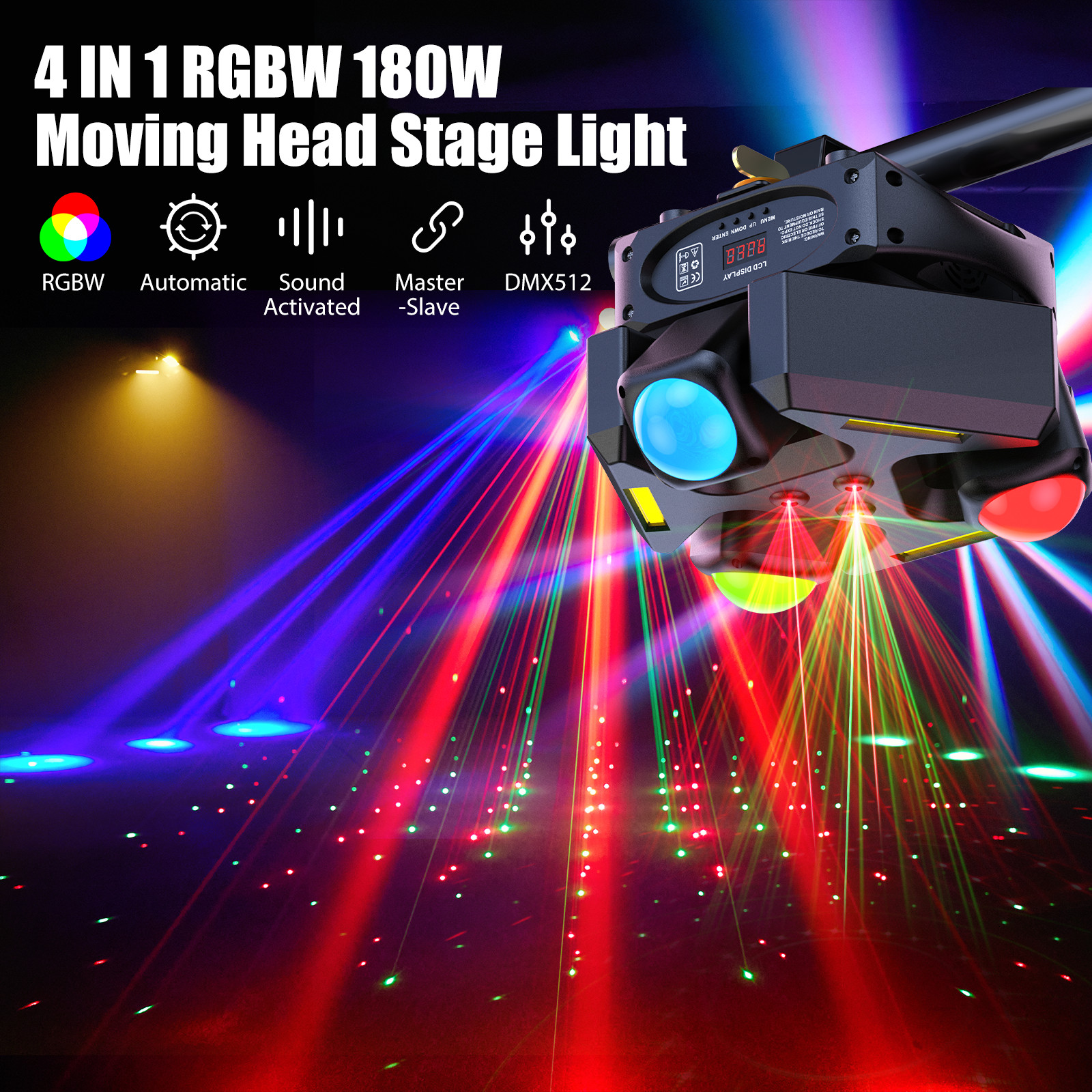 180W 3 Head Moving Light With Starlight Strobe Beams DMX For Small Party Event