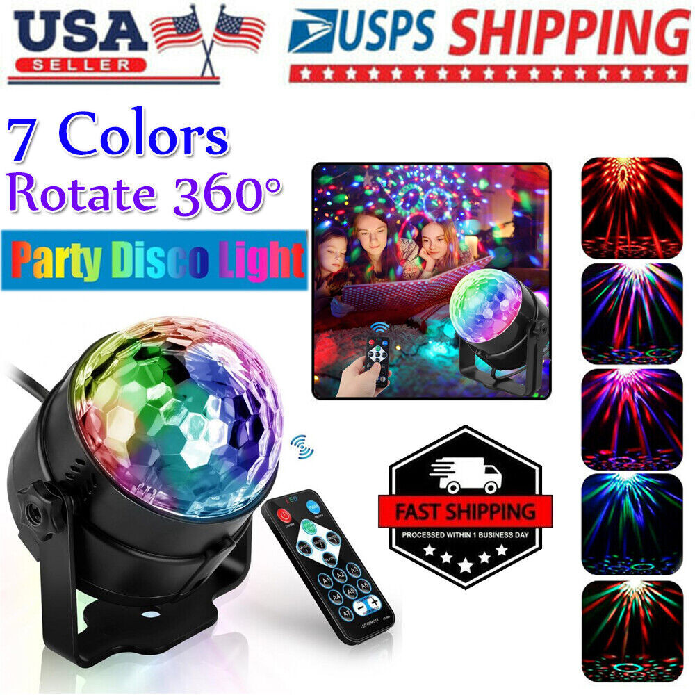 USB RGB Disco Party Light LED Stage Ball Lights KTV Strobe DJ Sound Activated US