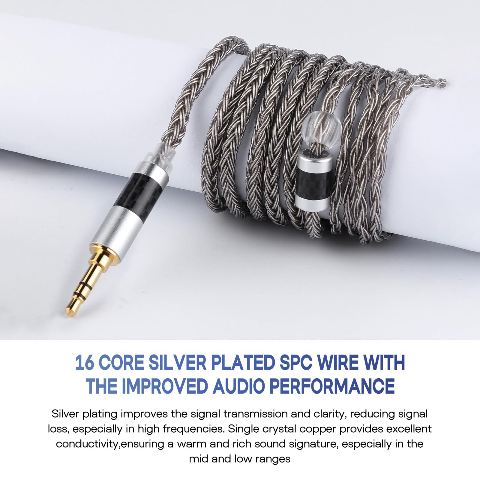 Tripowin Zonie IEM Cable, 16 Core Silver Plated Earphone Upgraded Cords, 1.25…