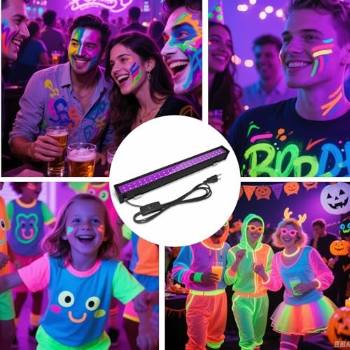 Upgraded 1 Pack 24W LED Black Light Bar, Black Lights Party Supplies for 1Pack