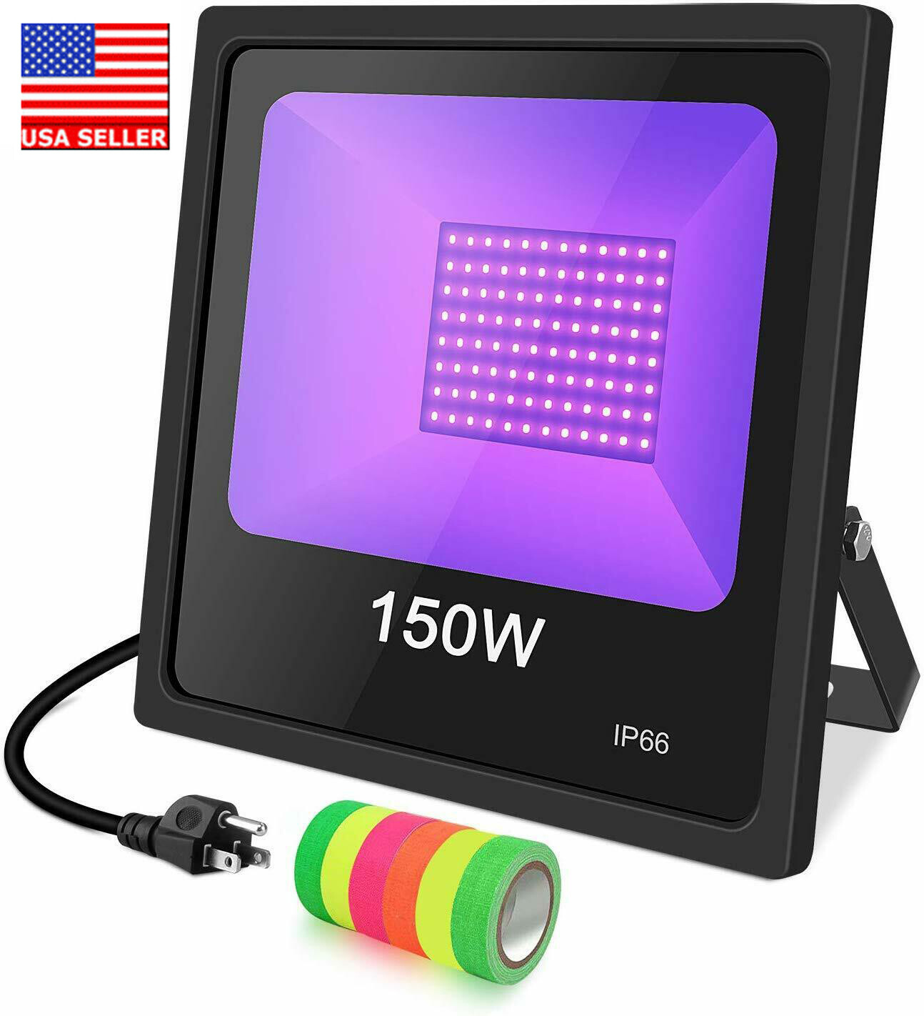 150W UV LED Black Light Outdoor Glow Party Stage Bar Club Floodlight +Free Tapes