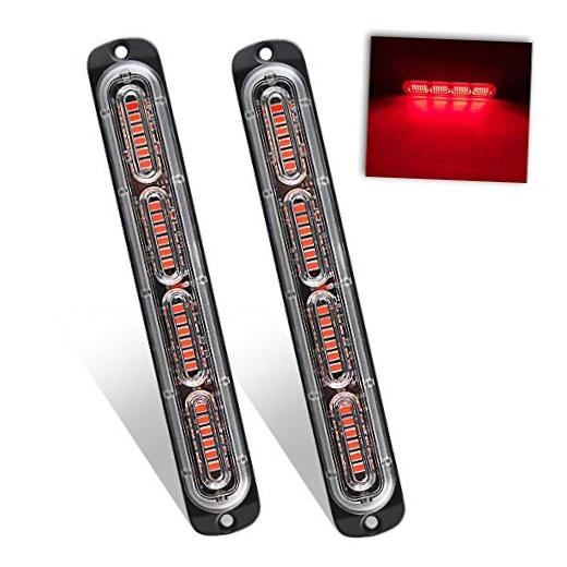 2PCS Emergency Warning Strobe Lights 72W Flashing Caution Hazard Light Bar Red