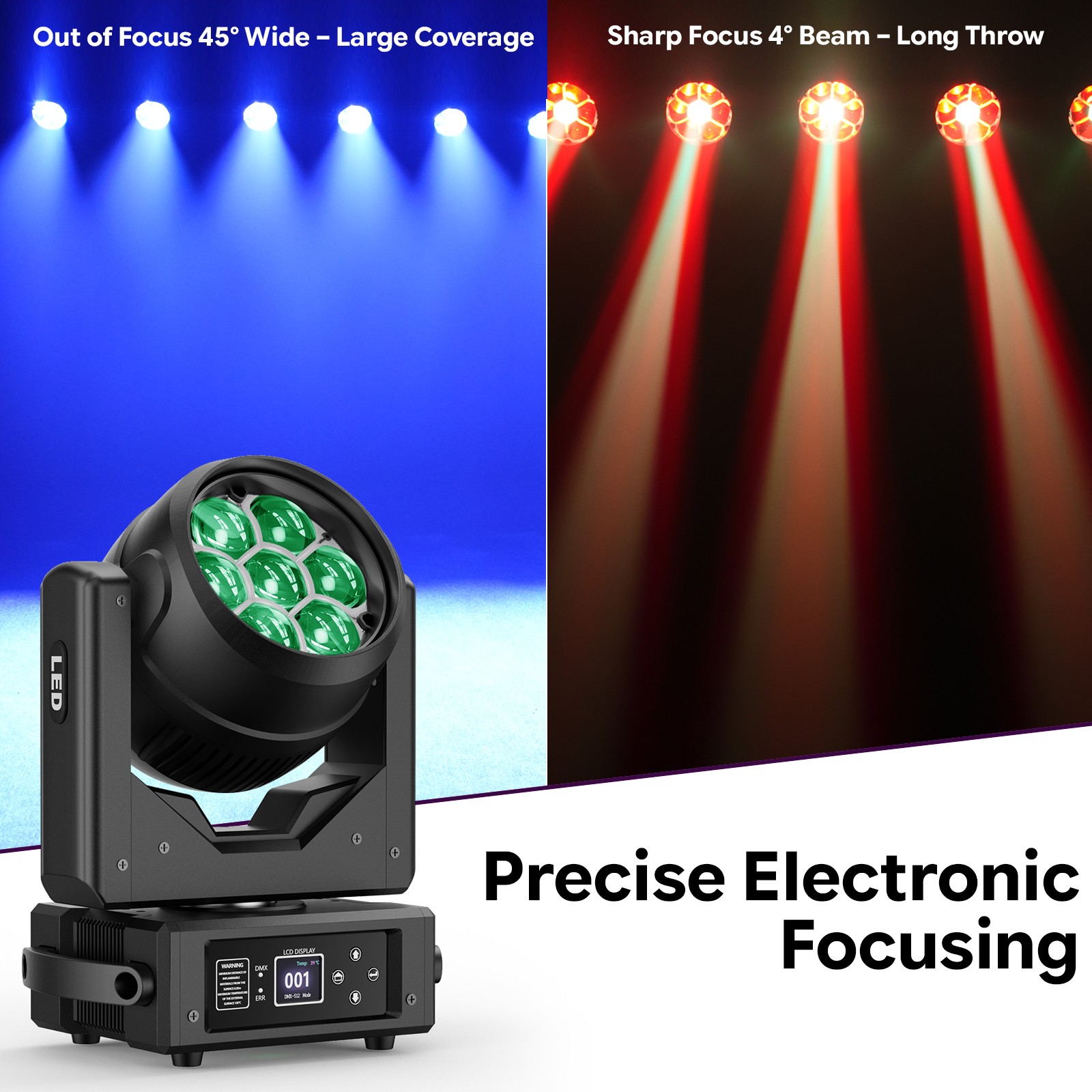 280W RGBW Bee Eye LED Wash Zoom Moving Head Beam Light DJ Party Stage Light DMX