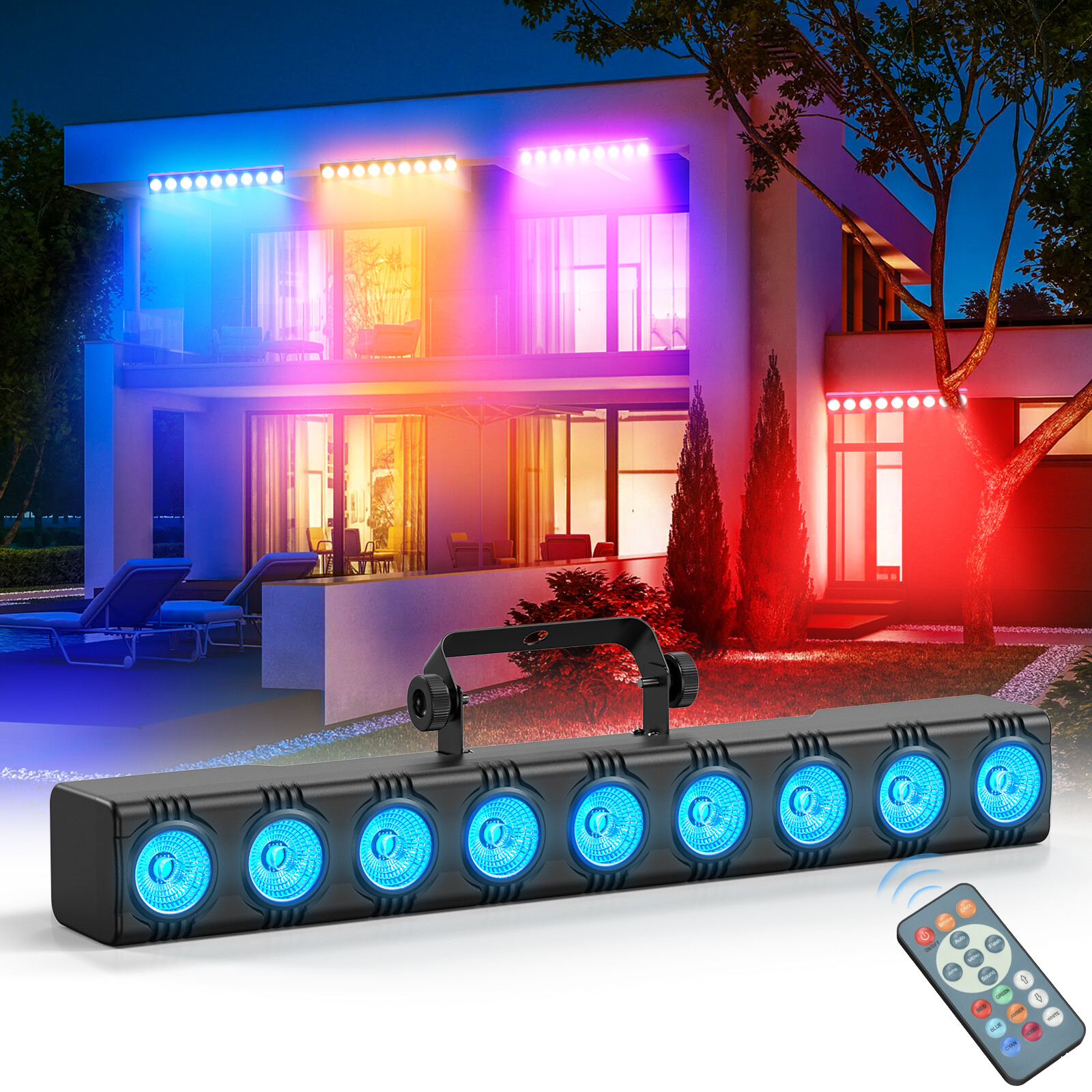 Wall Wash Light Bar 9 LED RGBW 4in1 DMX Stage DJ Disco Party Strobe Beam Light