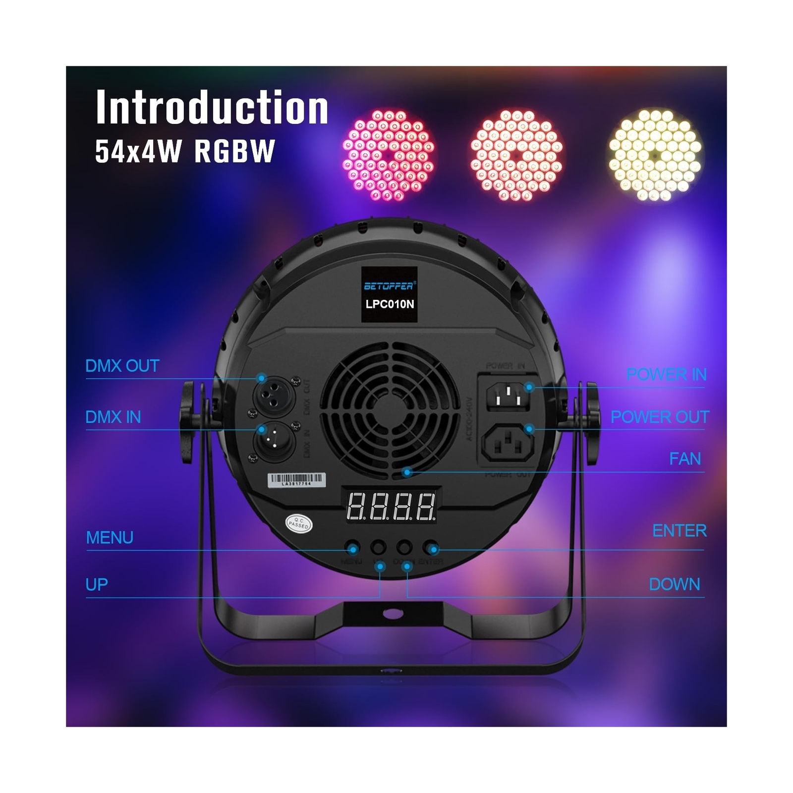 Betopper 54 * 4W High CRI Par Light, CRI/RA 90 RGBW 4 in 1 Ultra-Bright LED S…
