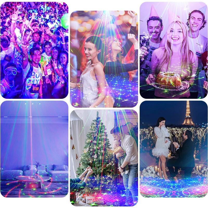 8-Eye DJ Disco Party Stage Light Laser Projector LED RGB KTV Show Lighting USB