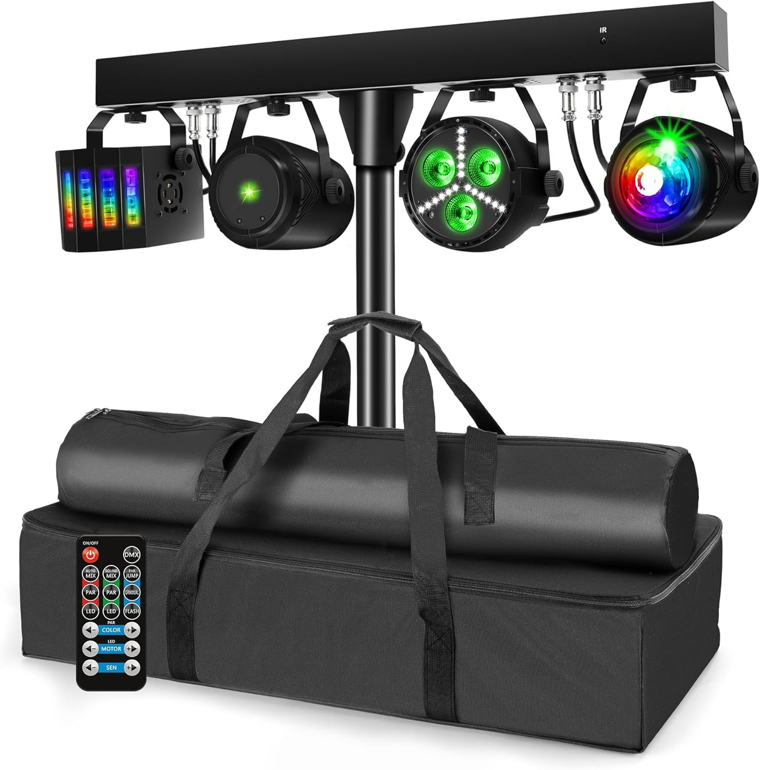 DJ Lights with Stand, Party Bar Gig Lighting Package with Carry Bag, Sound Acti