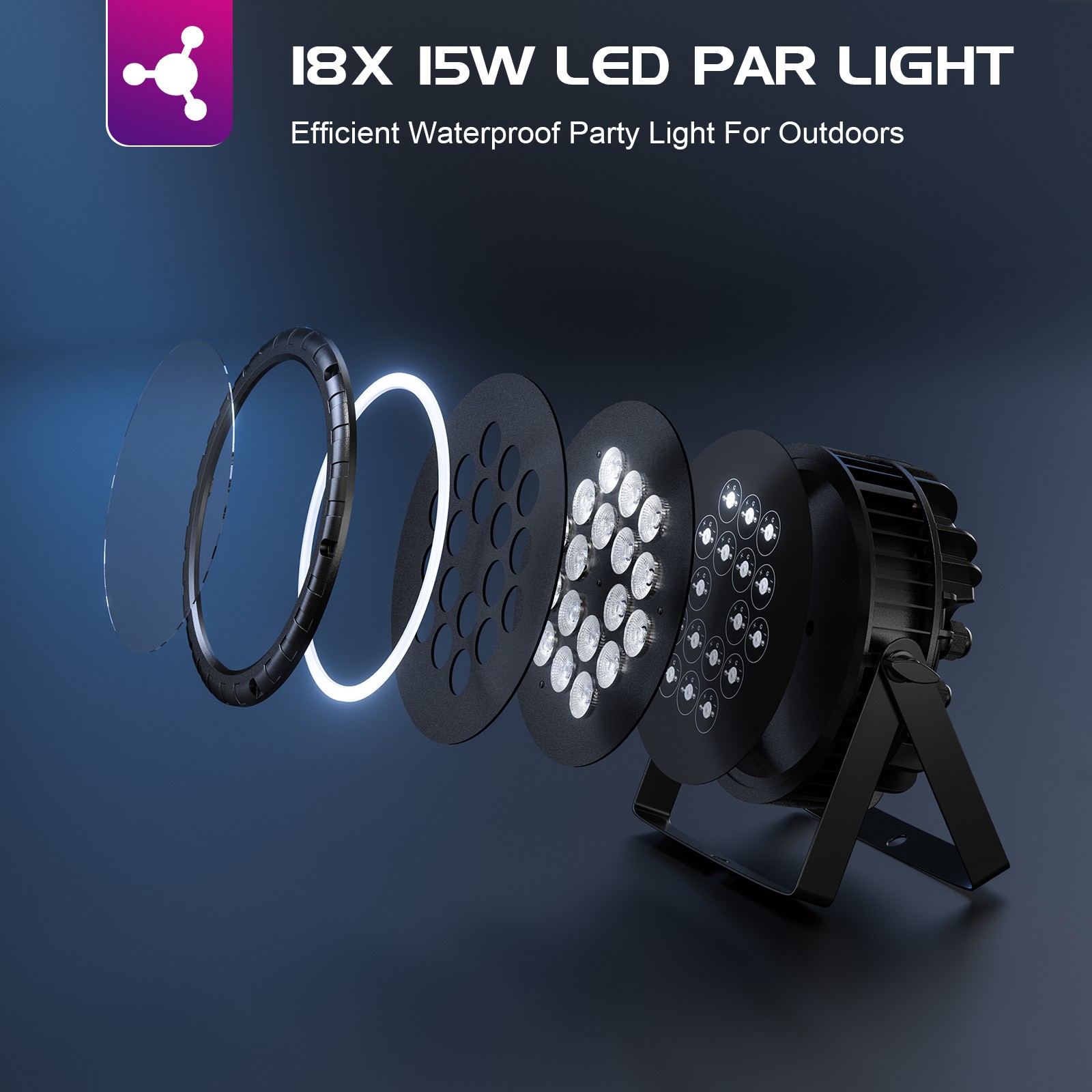 8-Pack RGB 36LED Par Stage Lights DMX Beam Wash Effects DJ Disco Party Lighting