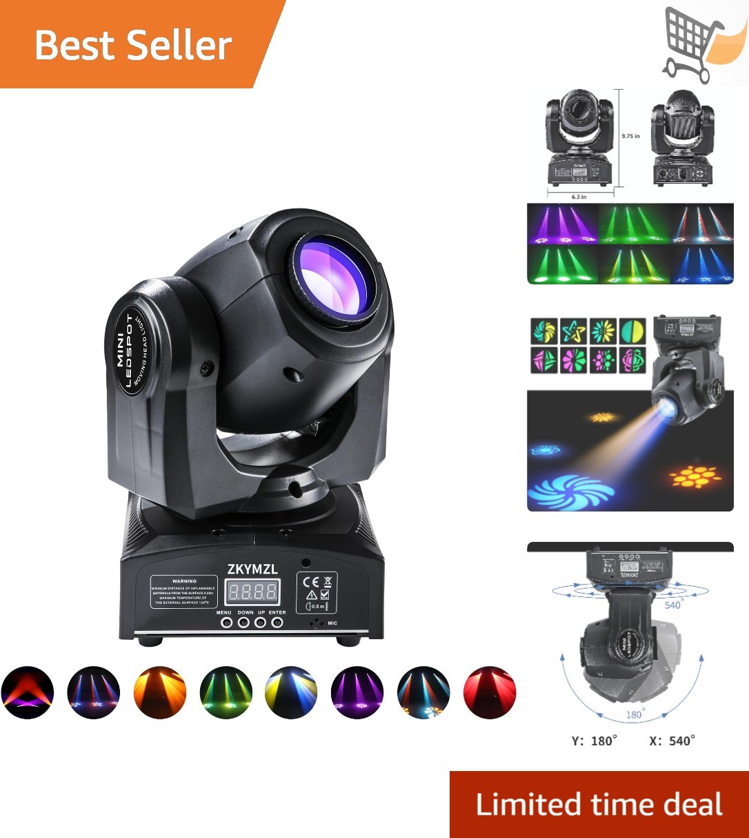 30W LED Stage Light Moving Head 15 Colors Gobos Sound Control Party Dj
