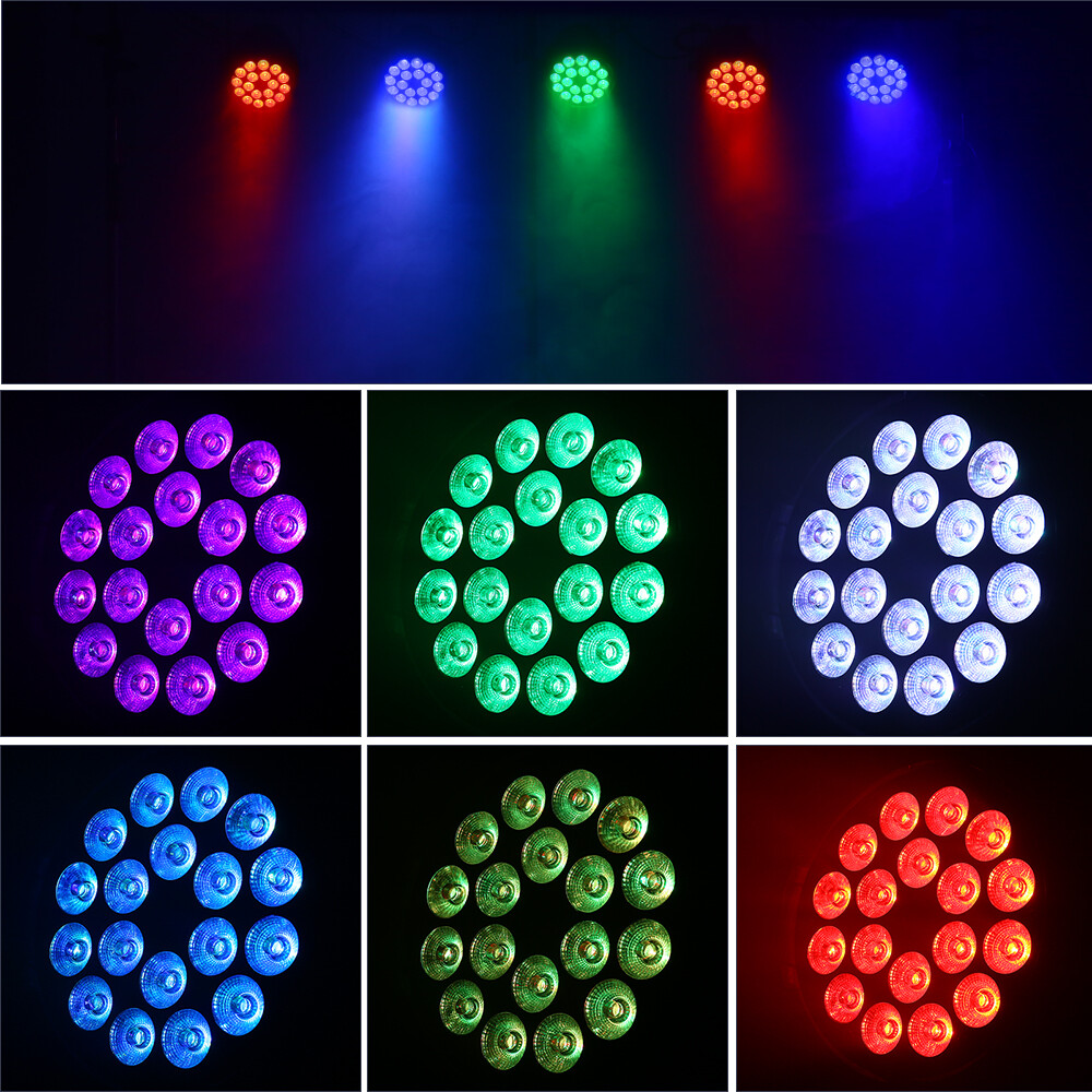 6PCS 18x18W LED RGBWA+UV Par Light Zoom Wash Waterproof Uplight for Party Bar