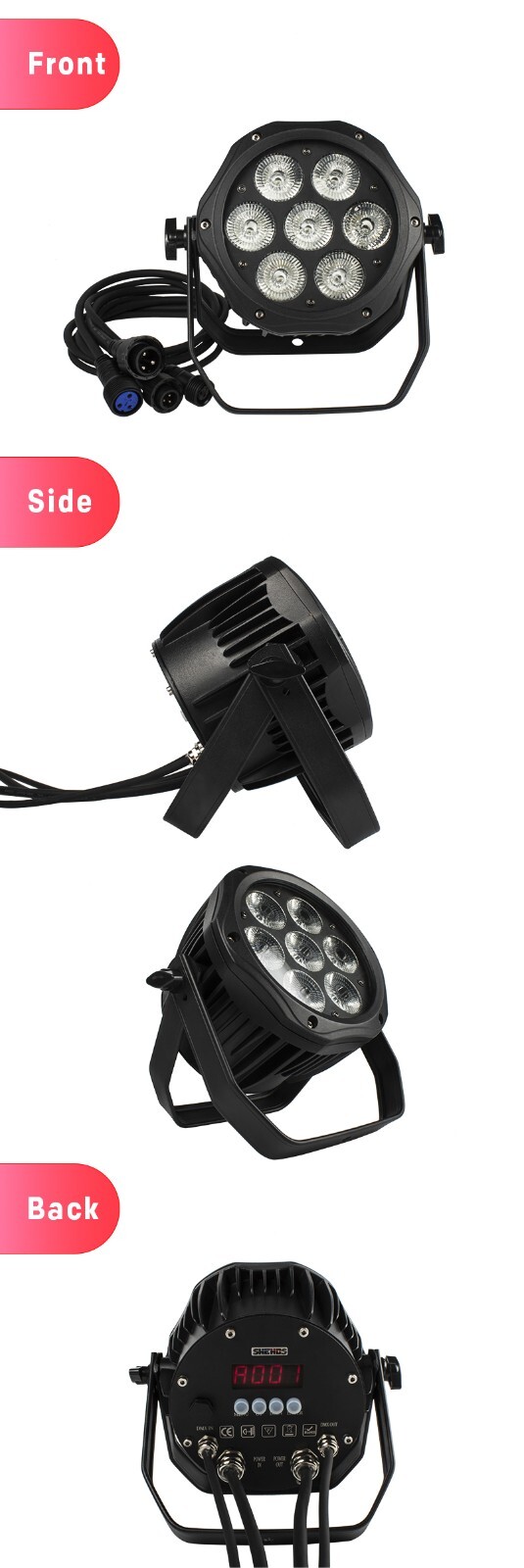 6PCS Led Par IP65 Outdoor Waterproof 7x18w RGBWA UV Wash Stage Lighting DJ