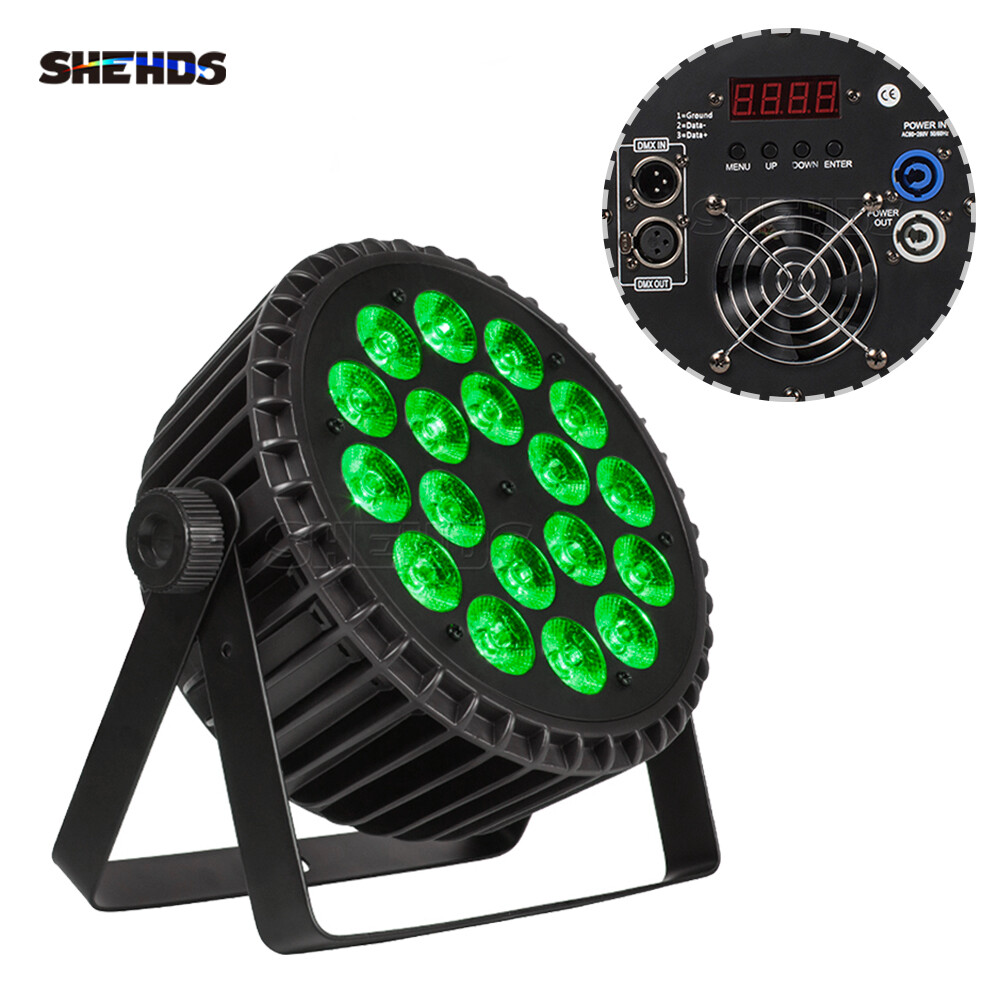4Pcs SHEHDS LED Flat Par 18X18W RGBWAUV Par Stage Lights DJ Disco Aluminum Alloy