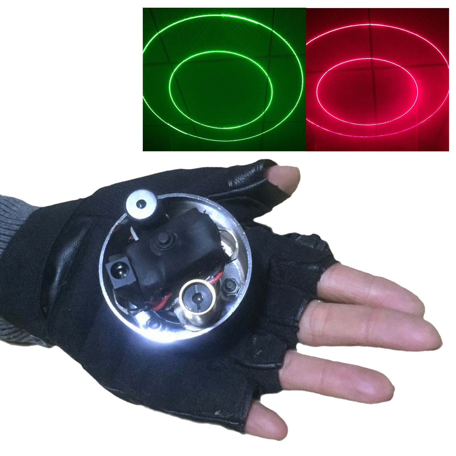 1PC Rotatable Laser Lighting Gloves Dancer Stage DJ Disco Party Show Glove Prop