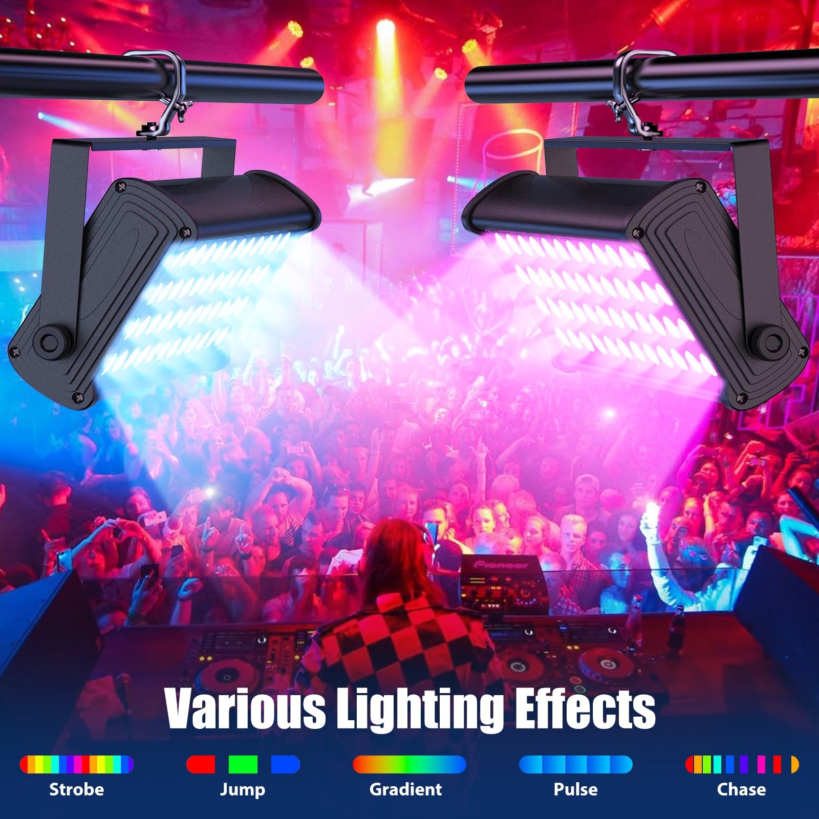 U`King LED Stage Light Wall Washer Bar,80W 48LEDs RGB Dj Lights Bar 2/8/12 DM…
