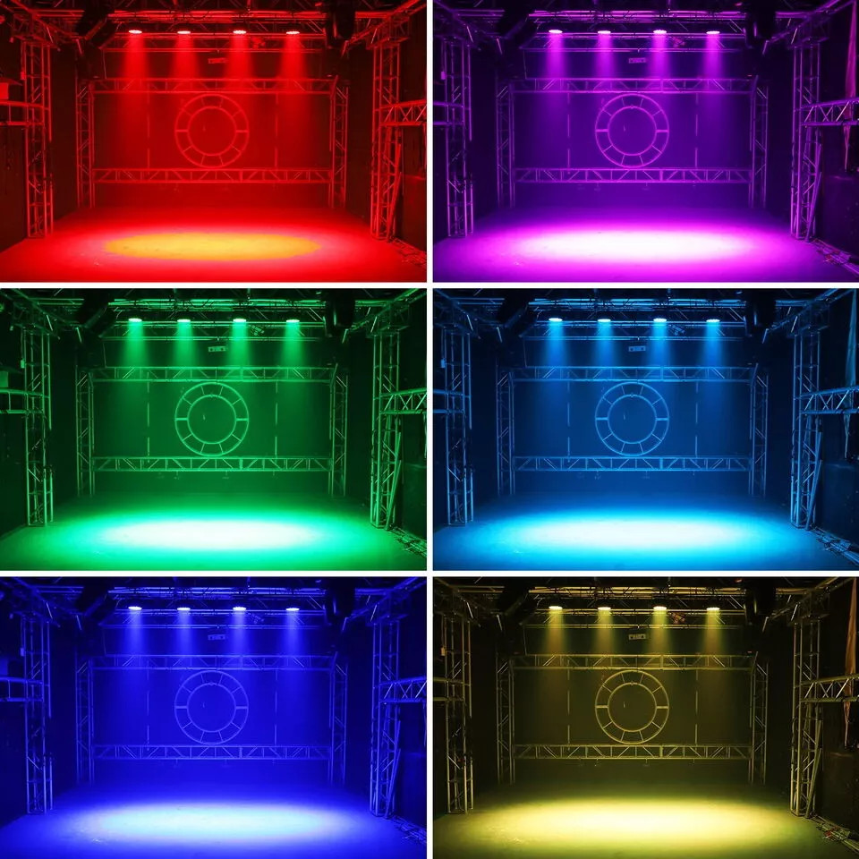 XPCLEOYZ 4Pcs 18 LED Flat Par Aluminum Alloy RGBWAUV Par Stage Lights DJ Disco