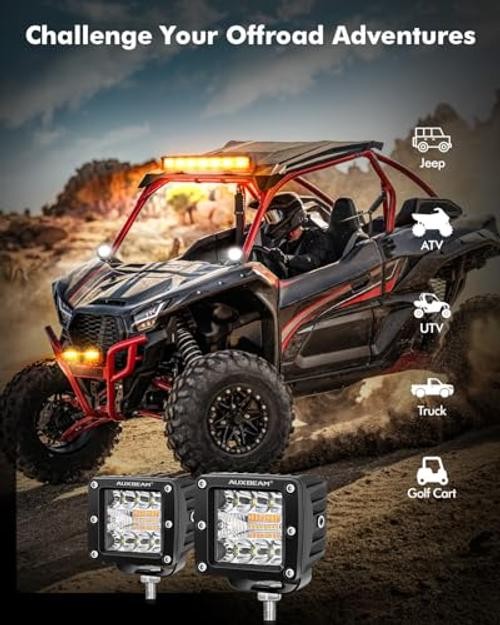 6 Modes Amber White Series 3-Inch LED Cubes 72W Offroad Pod Lights | 3″