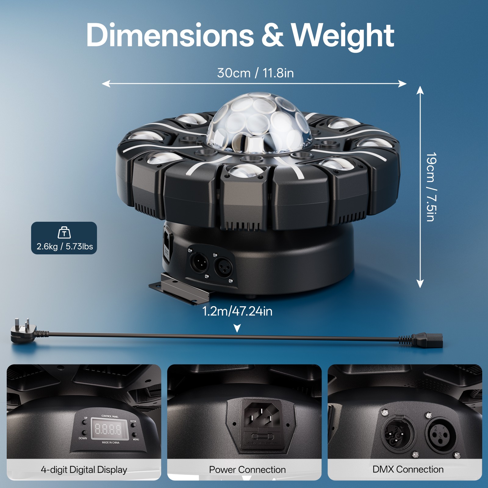 150W 4IN1 8 Arms Moving Head Light RGBW DJ Light w/Laser Effect DMX Stage Light