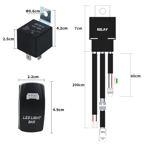 Generic Single-Output LED Light Bar Wiring Harness Kit, 12V 180W, with ON-Off