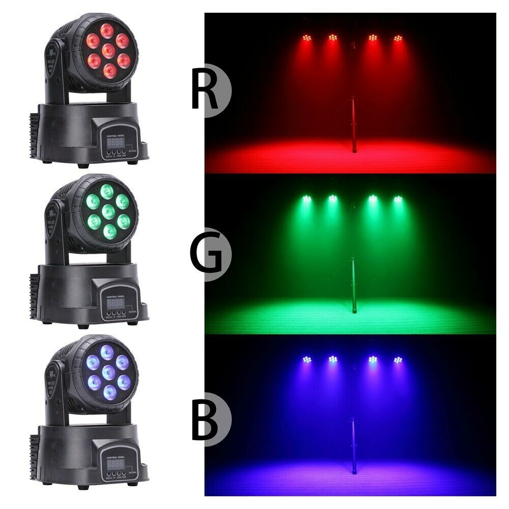 7LED Moving Head Lighting RGBW Stage Light Strobe Beam DMX DJ Disco Party Effect