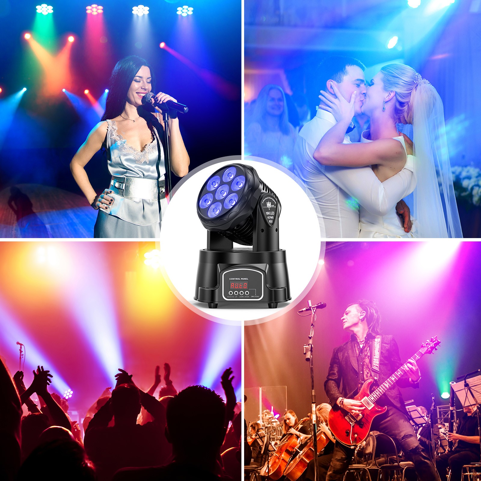 6pcs 7X15W Moving Head Lights RGBW Beam Wash Effect Lighting DJ Party Disco Show