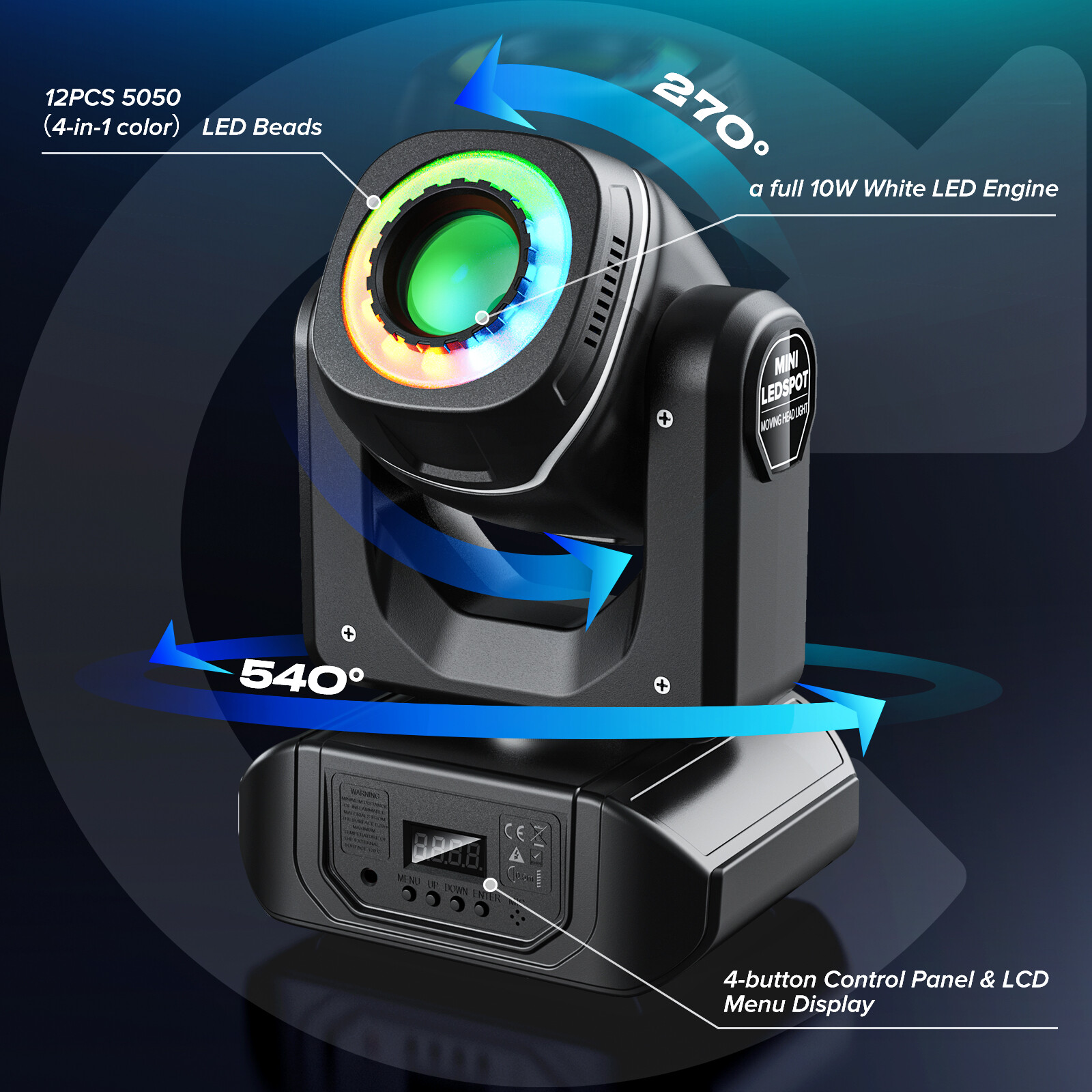 4PCS 120W LED Moving Head Lights DMX RGBW 8Gobos Beam Stage DJ Disco Lighting